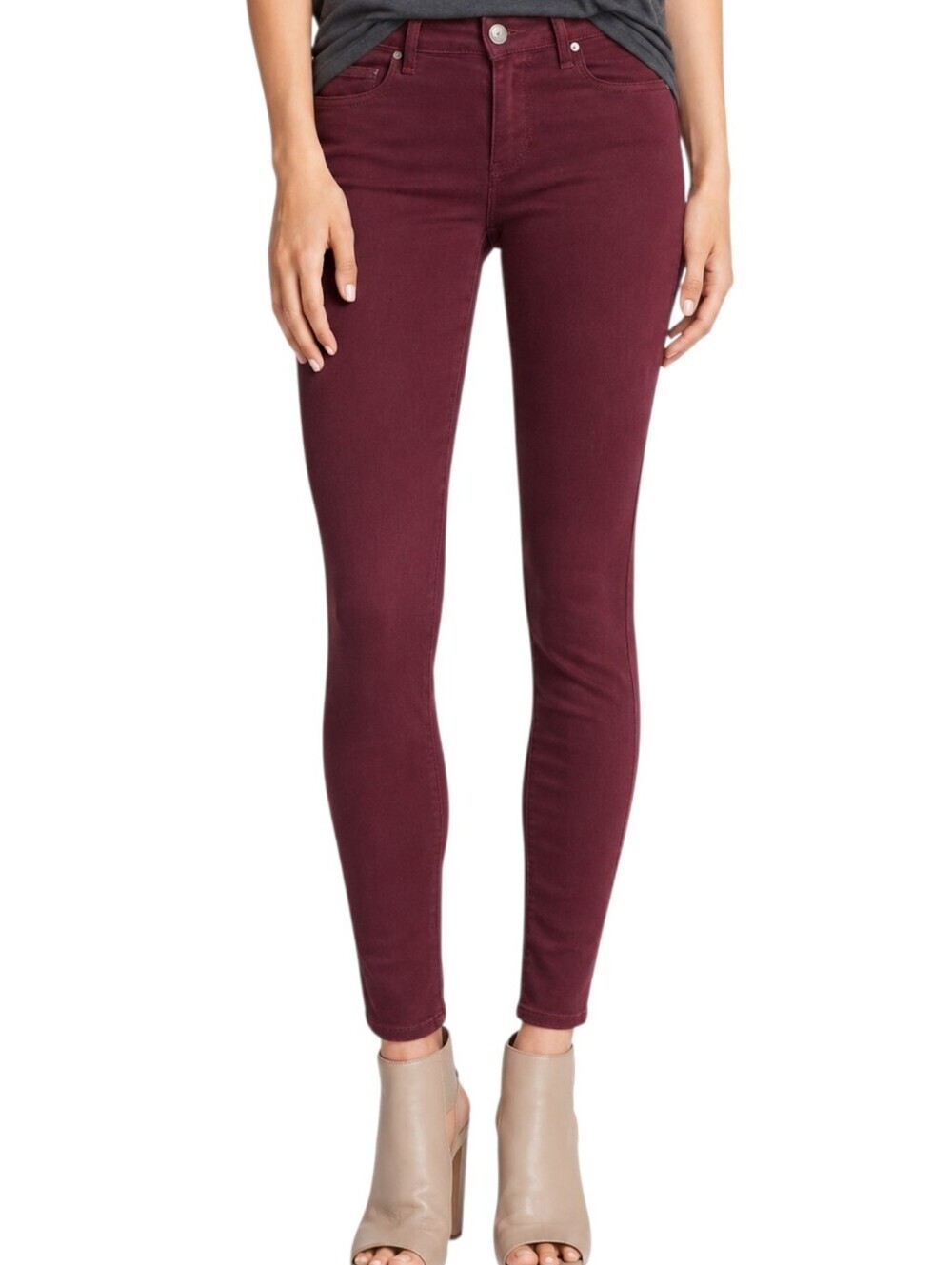 PAIGE Skyline Skinny Jeans Women 28 Burgundy